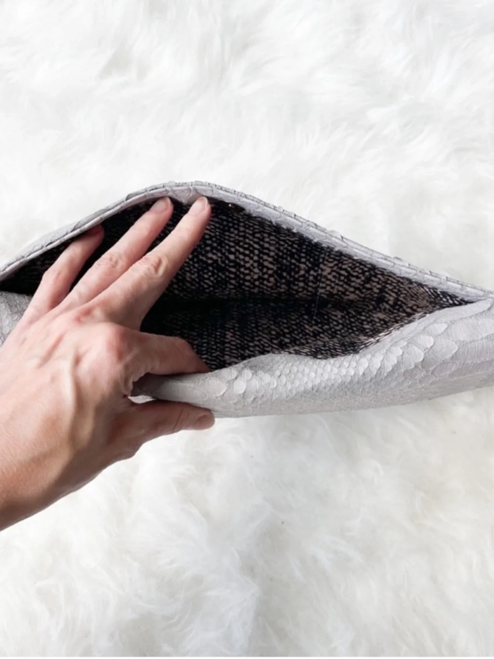VICI Gray Croc Embossed Envelope Clutch